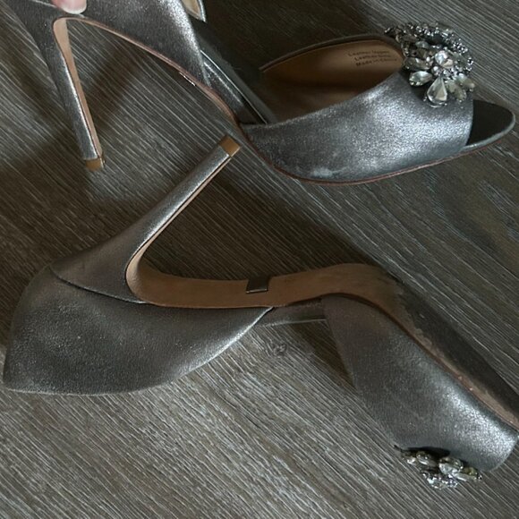 Badgley Mischka Women's Giana II D'Orsay Pump, Pewter Metallic Suede - Picture 5 of 6